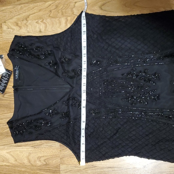 Lauren Ralph Beaded Sleeveless Cocktail Dress Fringe Beaded Embroidery Womens 16 - Picture 14 of 16